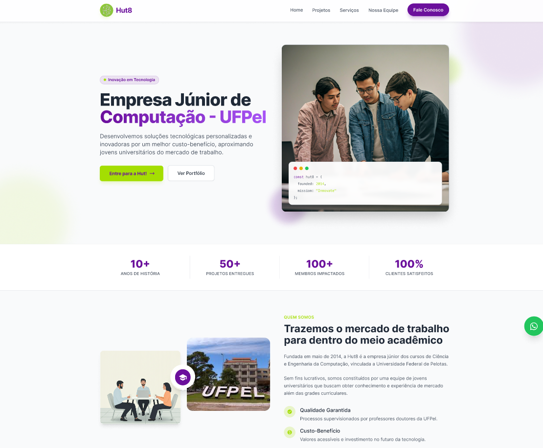 Redesign da landing page da Hut8