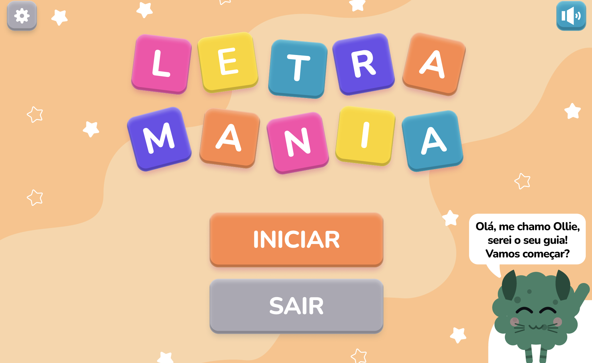 Menu inicial do Letramania